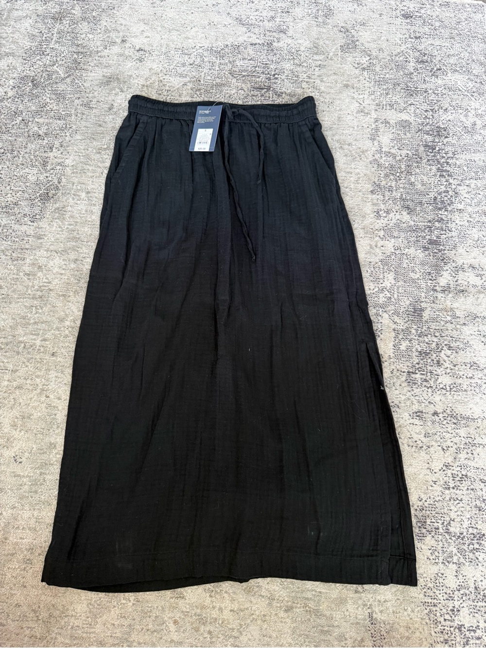 a new day Black Maxi Skirt with Drawstring and Pockets